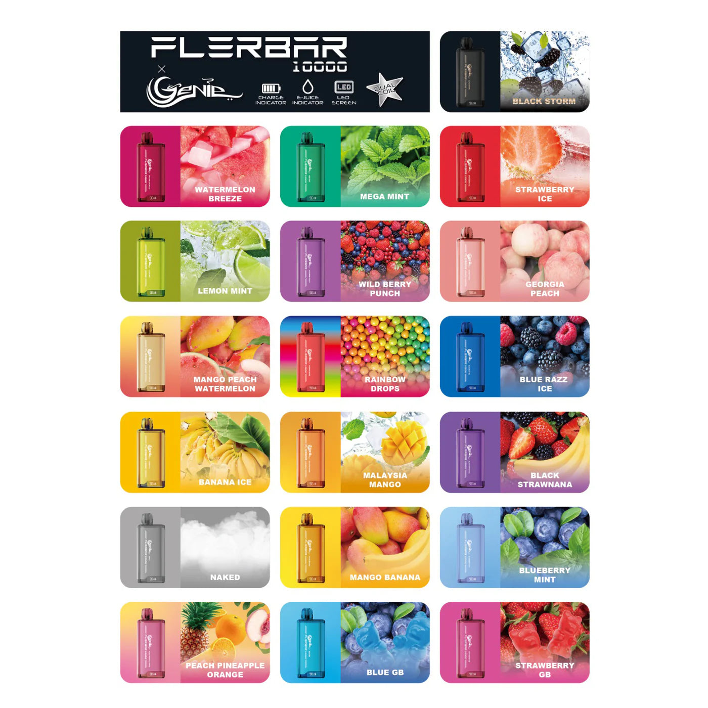 FLERBAR X GENIE 10000 PUFFS ( 10 IN A BOX ) Galaxy Vapes Inc. FLERBAR X GENIE 10000 PUFFS ( 10 IN A BOX ) Galaxy Vapes Inc.