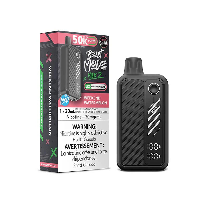 flavour beast beast mode max 2 50k disposable vapes weekend watermelon 20mg