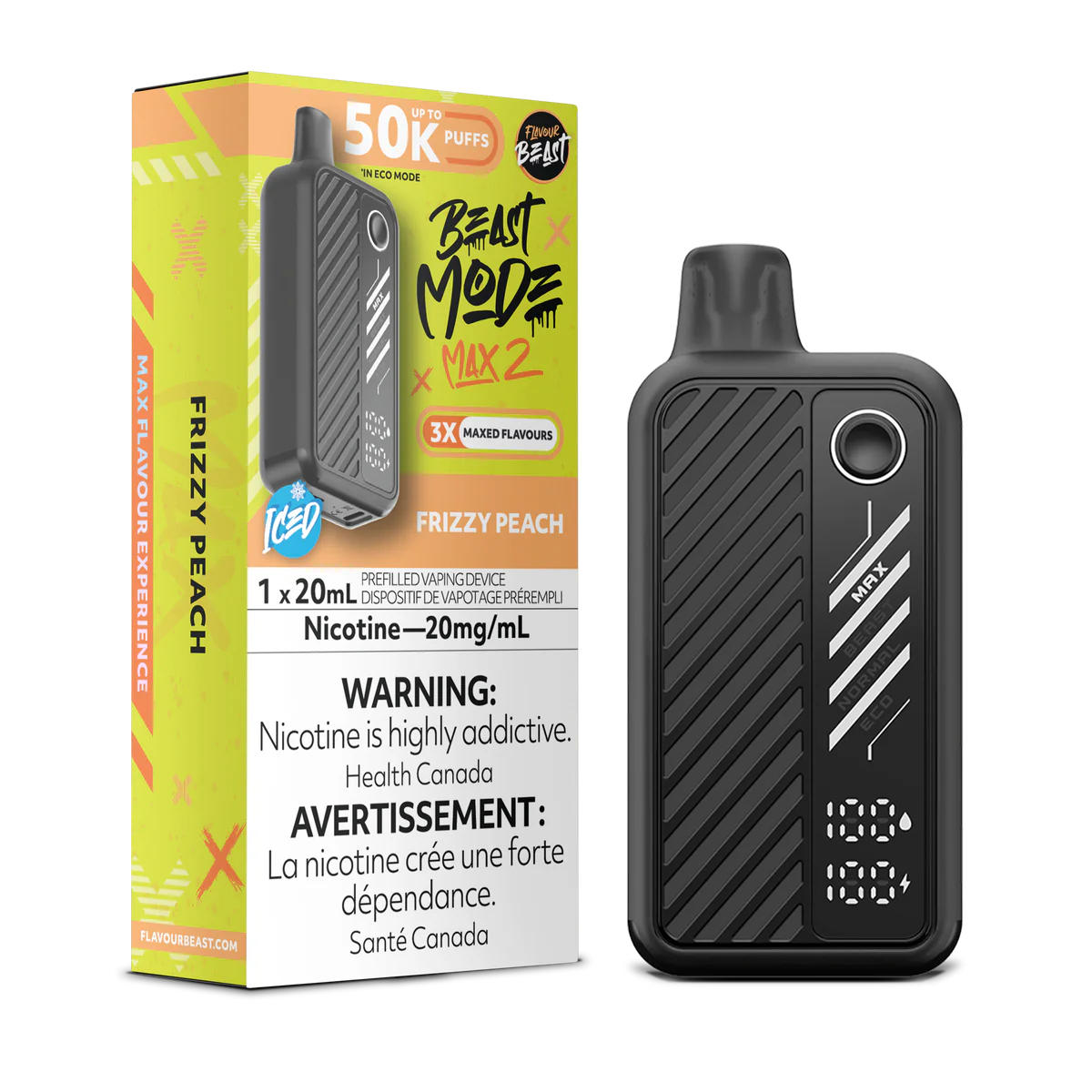 flavour beast beast mode max 2 50k frizzy peach disposable vape 20mg