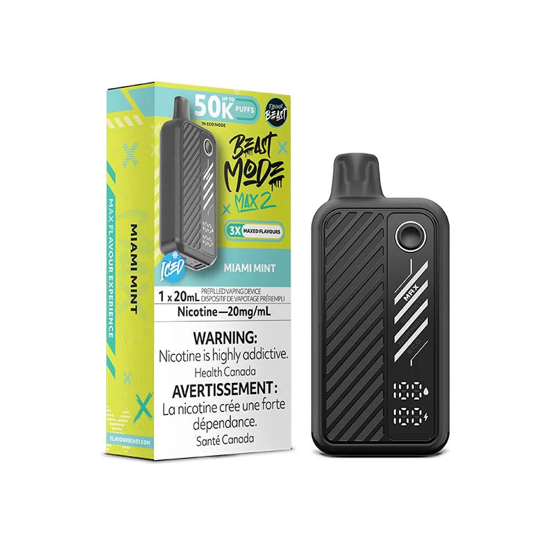 flavour beast beast mode max 2 50k disposable vapes miami mint 20mg