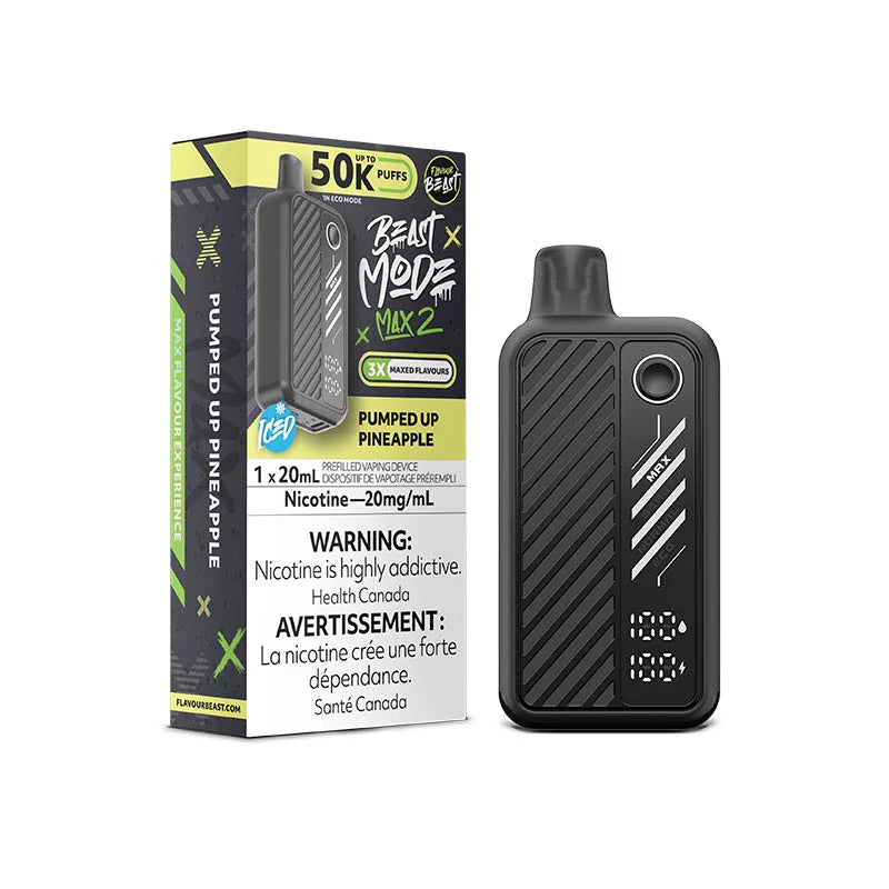 flavour beast beast mode max 2 50k disposable vapes pumped up pineapple 20mg