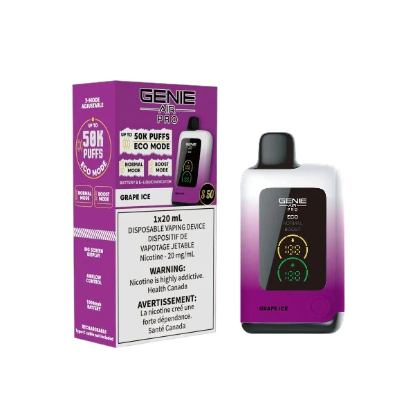 genie air pro 50k s50 grape ice disposable vape 20mg