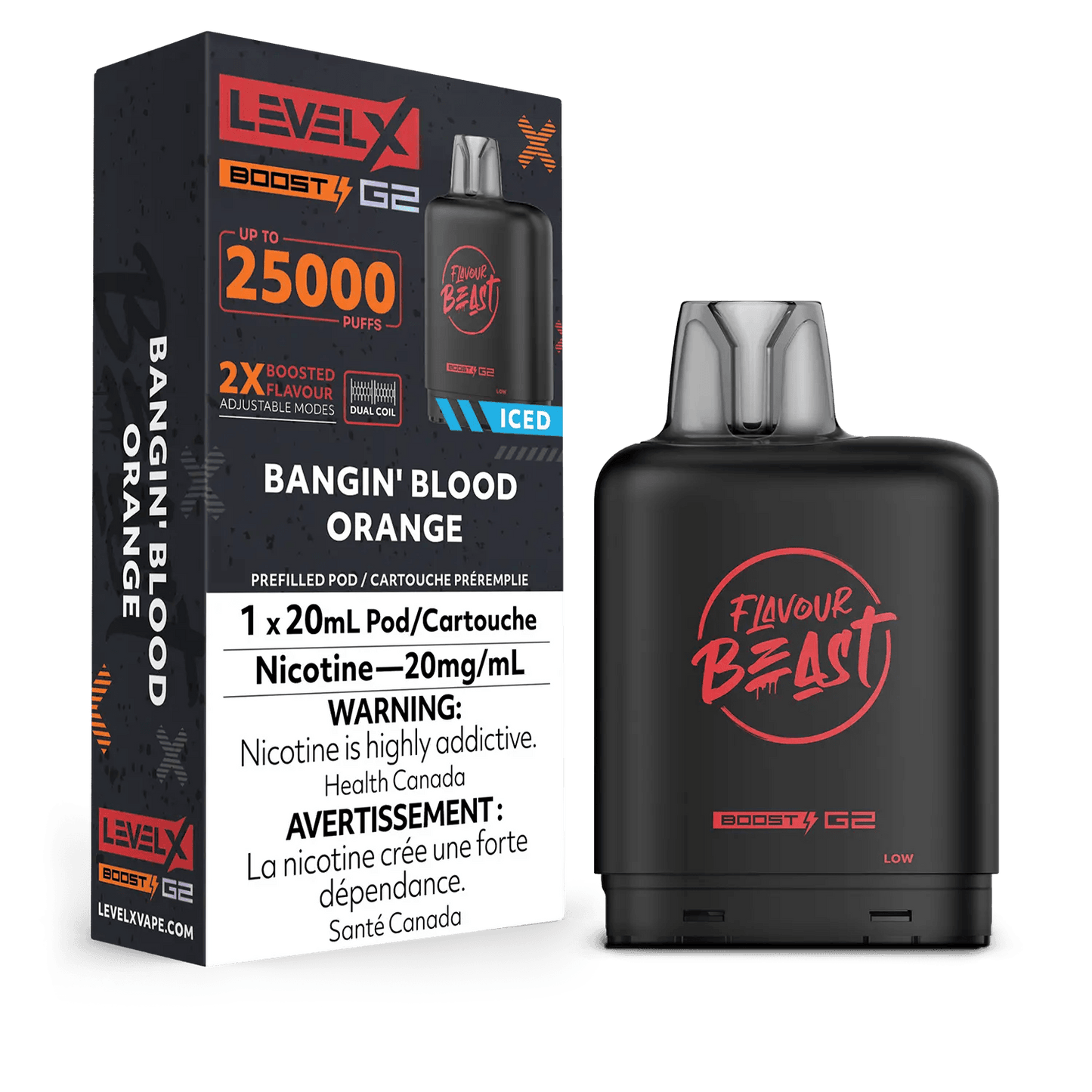 Level x boost g2 25k bangin blood orange iced