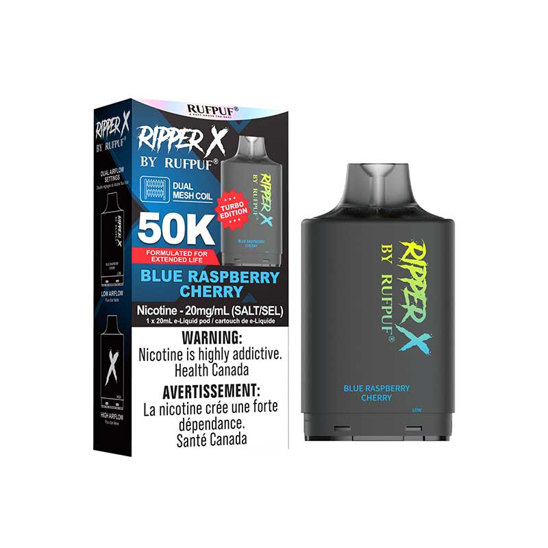 ripper x 50k pod blue raspberry cherry 20mg