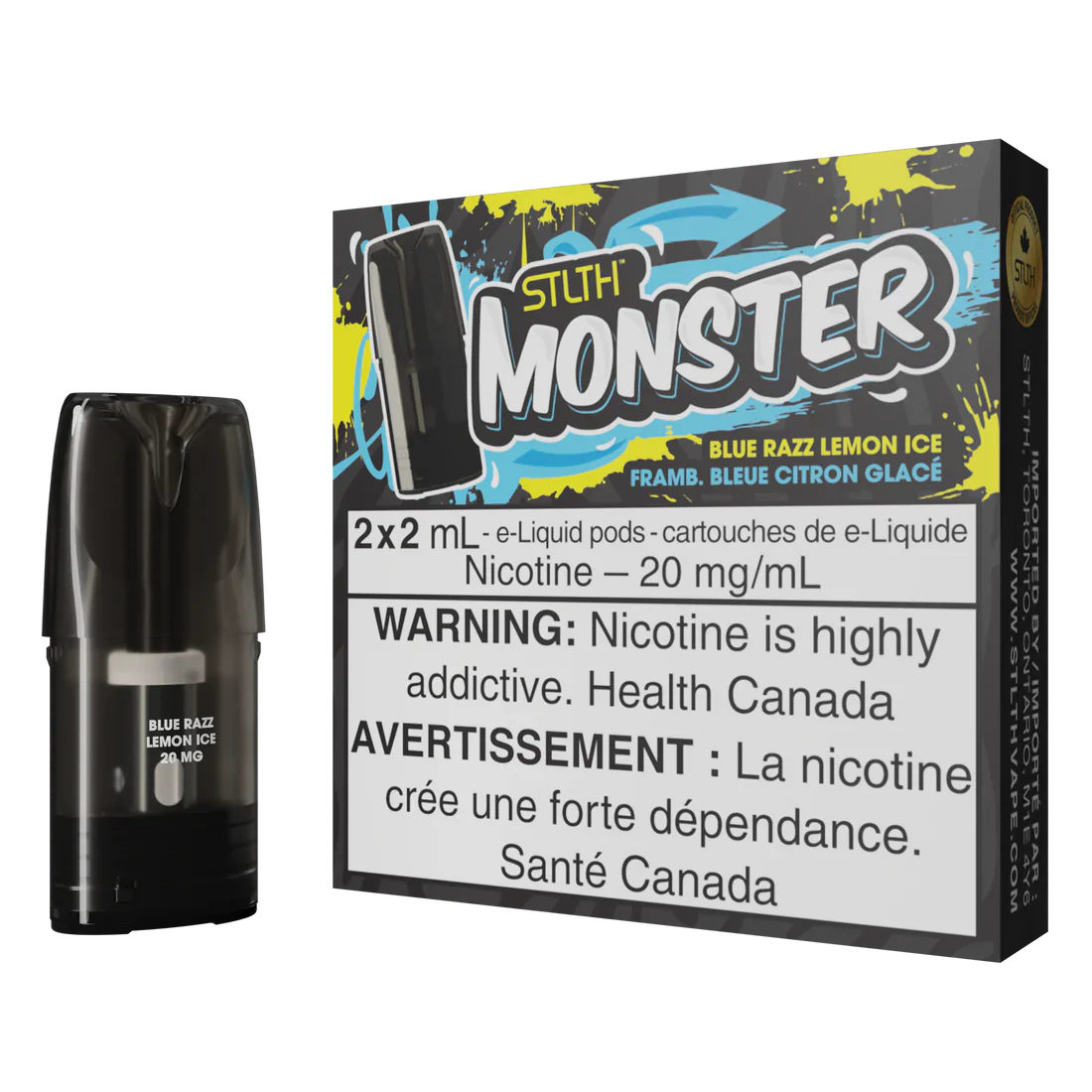Stlth Monster Pod Mesh Coil 2x2ml Blue Razz Lemon Ice