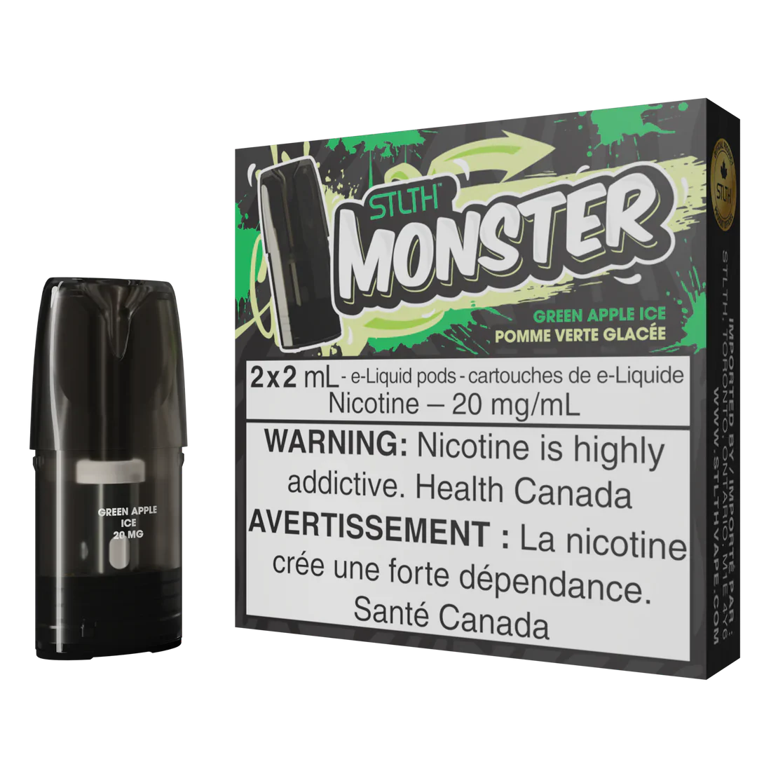 Stlth Monster Pod Mesh Coil 2x2ml Green Apple Ice