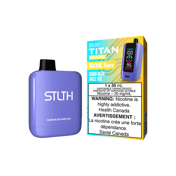 stlth titan max 50k sour blue razz ice disposable vape 20mg