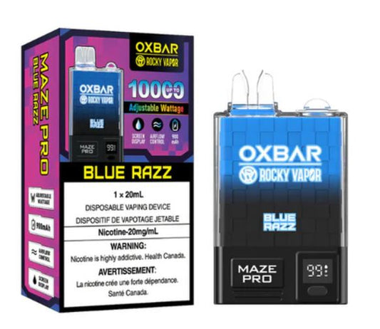 OXBAR X ROCKY VAPOR MAZE PRO 10000 PUFF -  BLUE RAZZ ADJUSTABLE WATTAGE