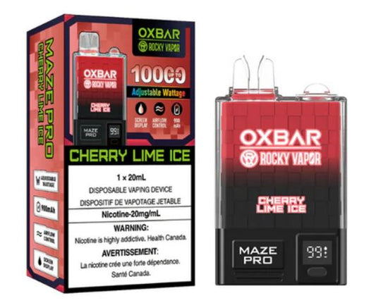 OXBAR X ROCKY VAPOR MAZE PRO 10000 PUFF -  CHERRY LIME ICE ADJUSTABLE WATTAGE