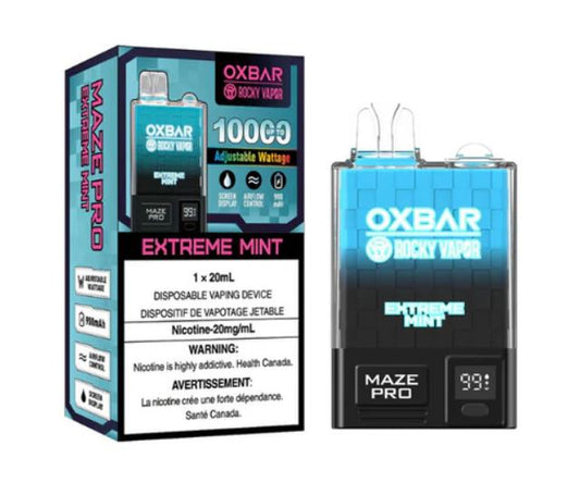 OXBAR X ROCKY VAPOR MAZE PRO 10000 PUFF - EXTREME MINT  ADJUSTABLE WATTAGE