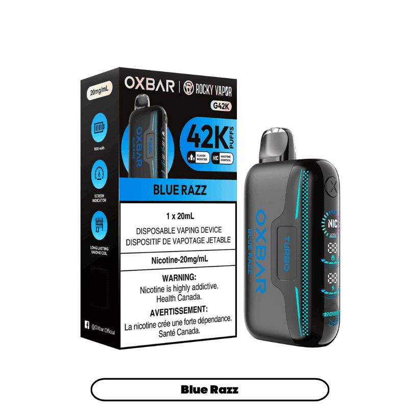 Oxbar x Rocky Vapor G42K disposable vape Blue Razz 20mg