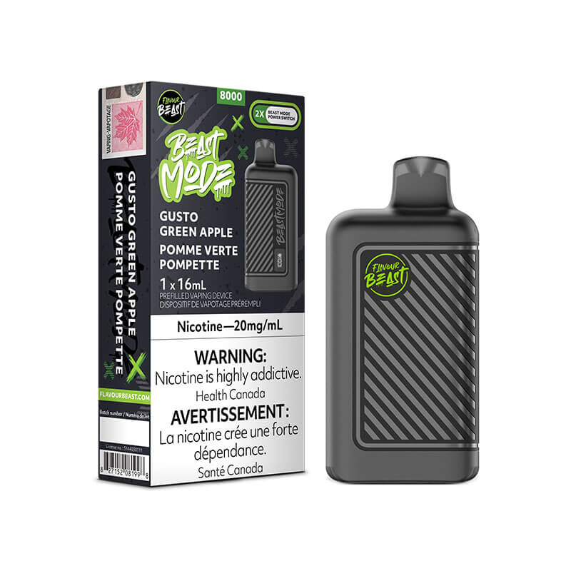 Flavour Beast Beast Mode8000 Rechargeable Vape Gusto Green Apple 