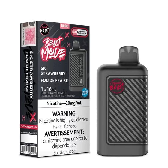 Flavour Beast Beast Mode8000 Rechargeable Vape Sic Strawberry Iced