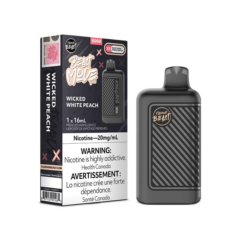 Flavour Beast Beast Mode8000 Rechargeable Vape Wicked White Peach