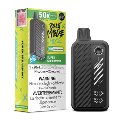 flavour beast beast mode max 2 50k disposable vapes super spearmint 20mg