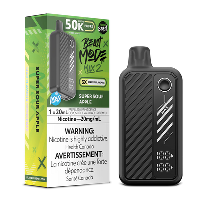 flavour beast beast mode max 2 50k super sour apple disposable vape 20mg