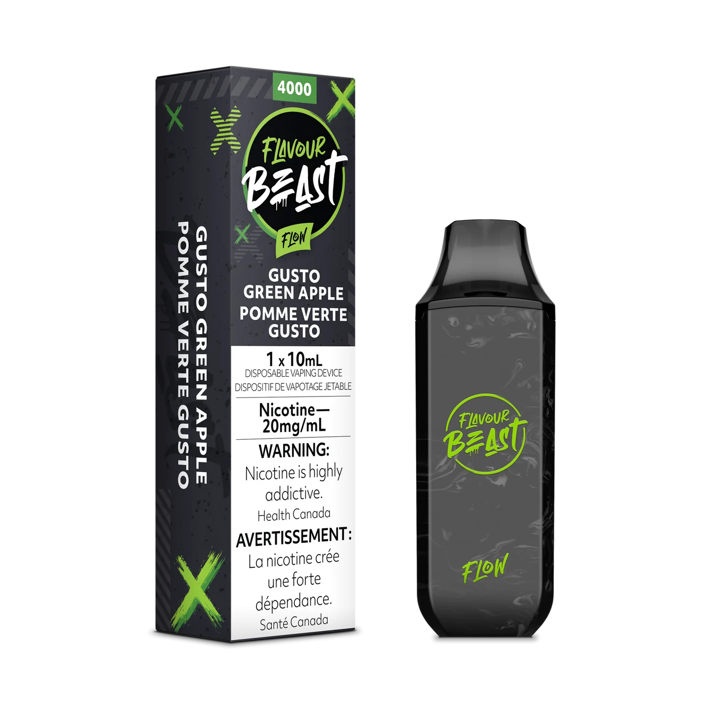 Flavour Beast Flow4000 Rechargeable Vape Gusto Green Apple