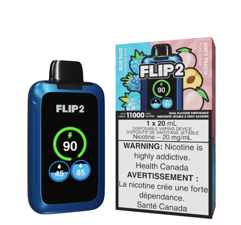 Flip2 11000 Rechargeable Disposable Vape Blue Razz & Juicy Peach