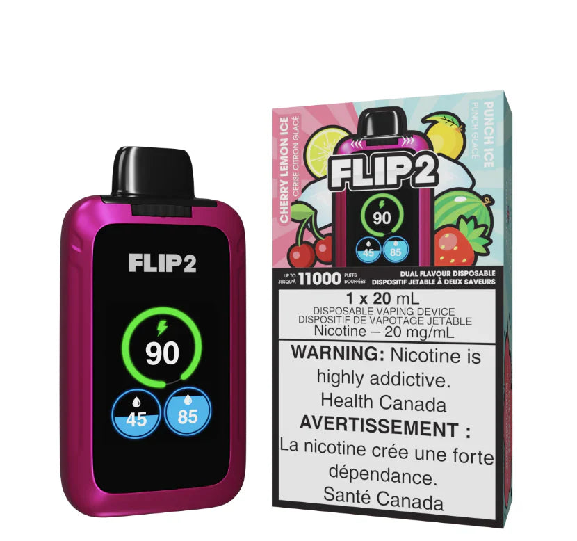 Flip2 11000 Rechargeable Disposable Vape Cherry Lemon Ice & Punch Ice