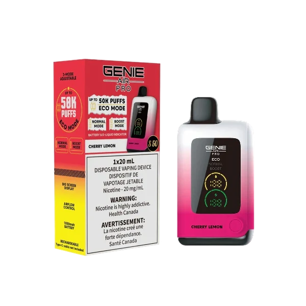 genie air pro 50k s50 cherry lemon disposable vape 20mg