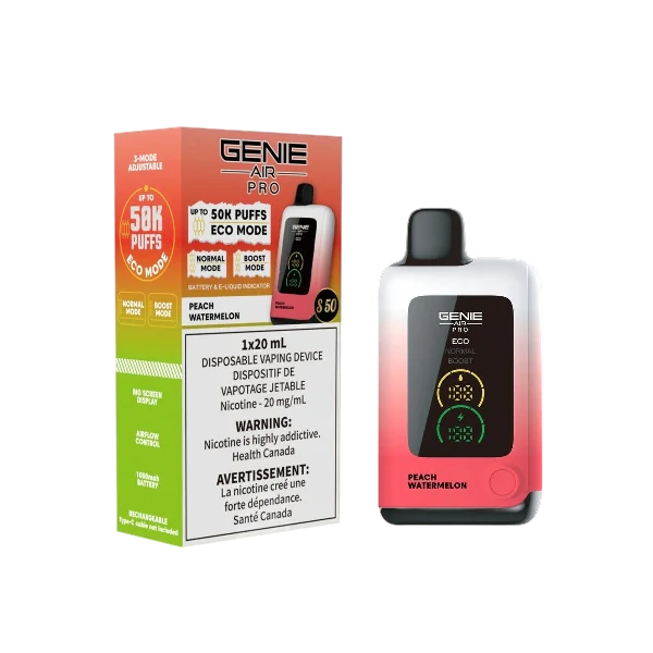 genie air pro 50k s50 peach watermelon disposable vape 20mg