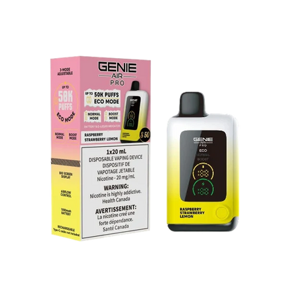 genie air pro 50k s50 raspberry strawberry lemon disposable vape 20mg