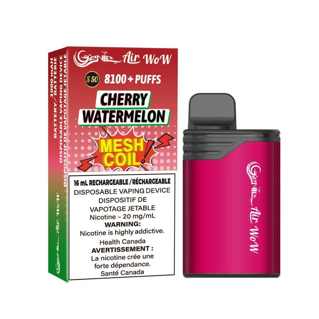 genie air wow 8100 s50 cherry watermelon disposable vape 20mg