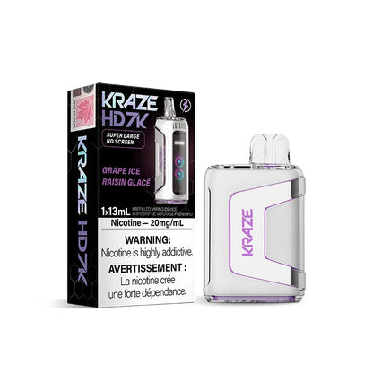 Kraze Hd7k Rechargeable Disposable Vape Grape Ice