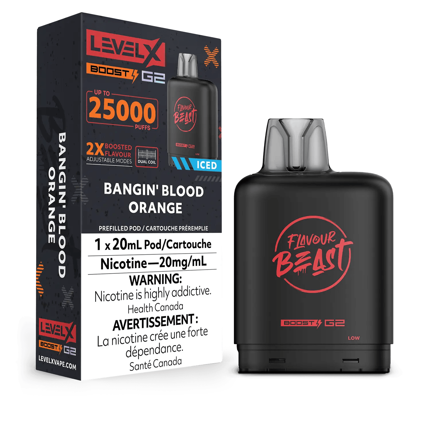 Level x boost g2 25k bangin blood orange iced