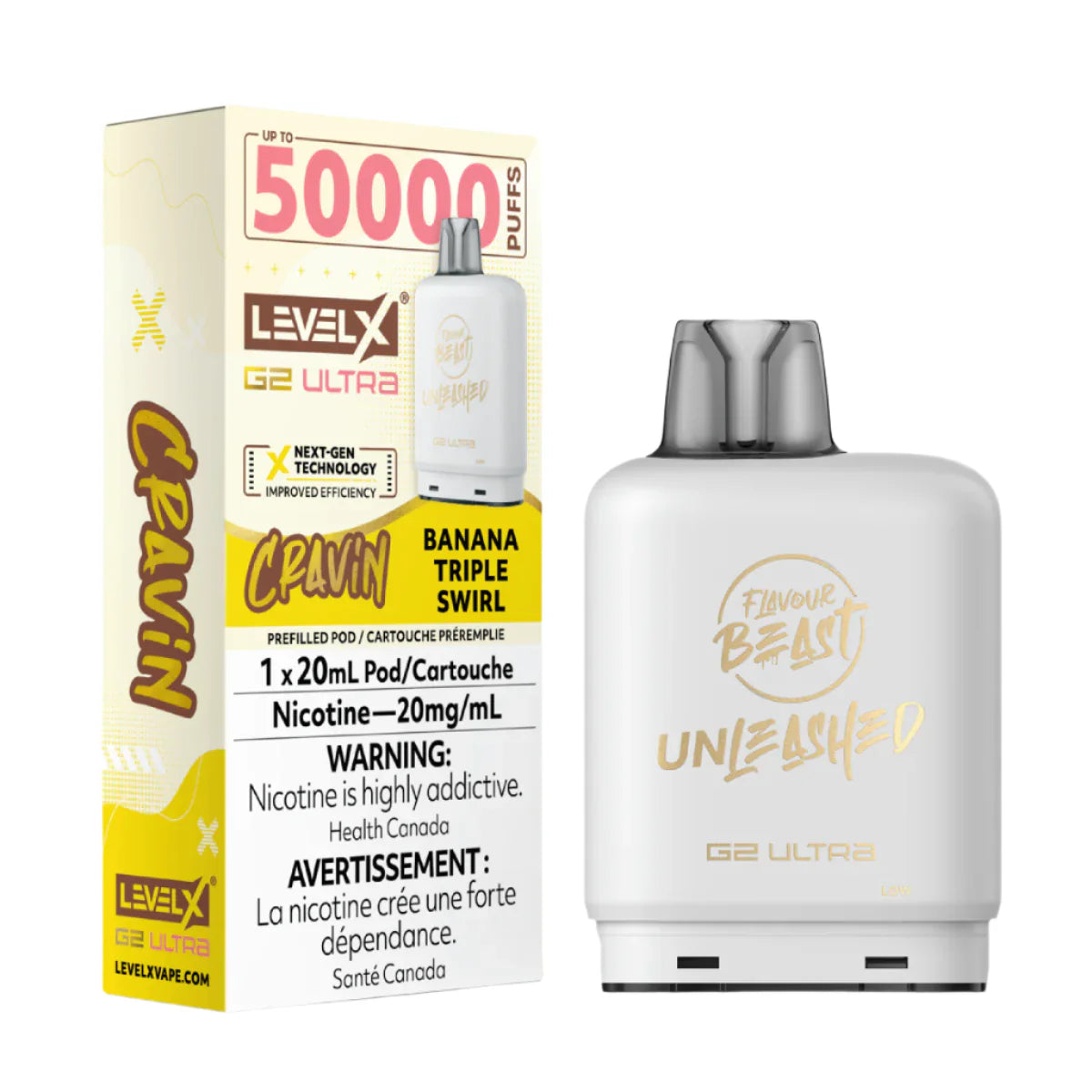 level x g2 ultra 50k pods banana triple swirl 20mg
