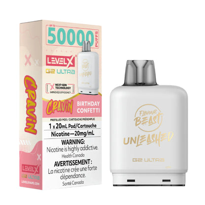 level x g2 ultra 50k pods birthday confetti 20mg
