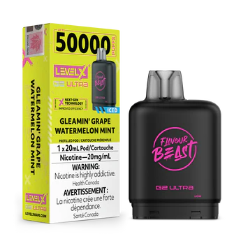 level x g2 ultra 50k pods gleamin grape watermelon mint 20mg