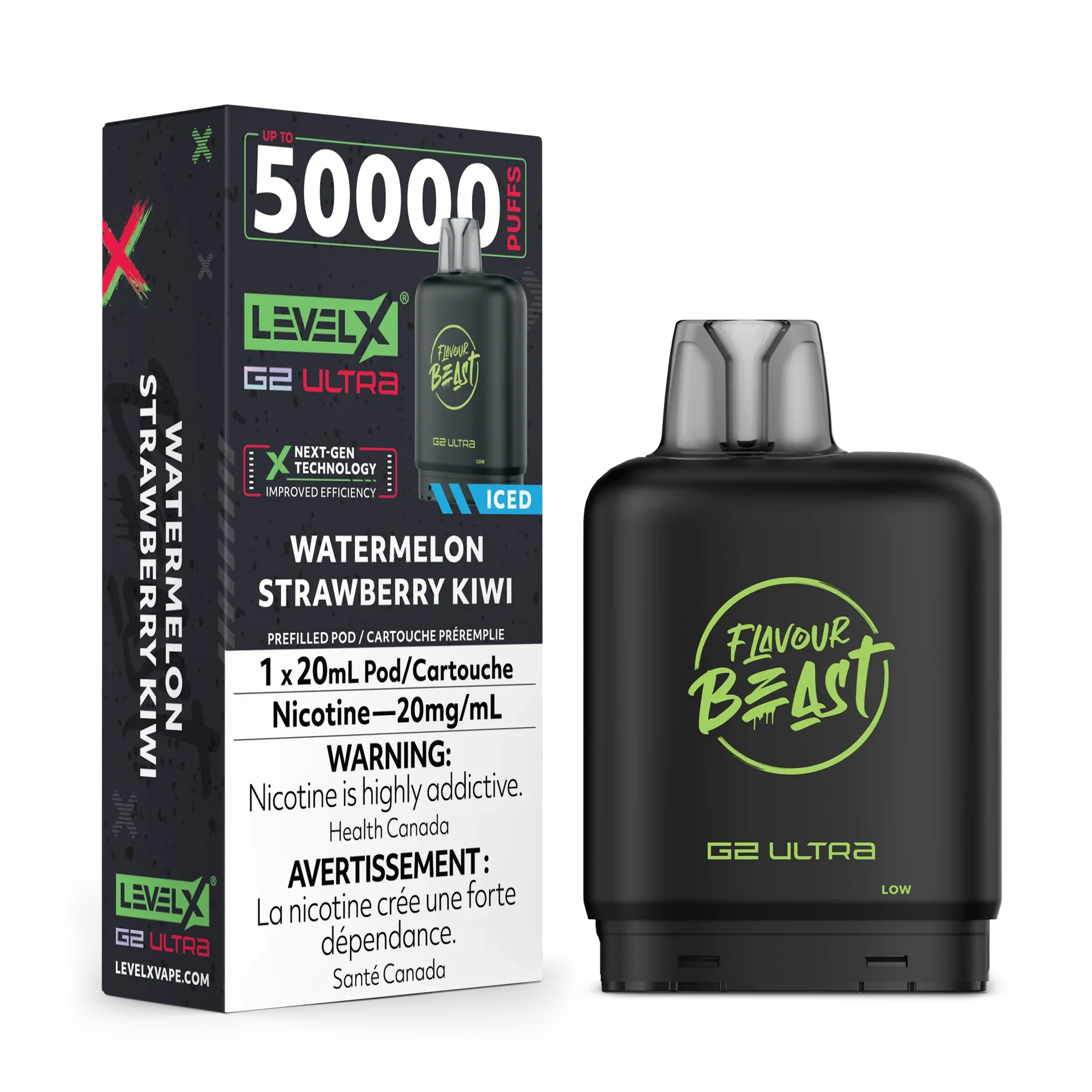 level x g2 ultra 50k pods watermelon strawberry kiwi 20mg