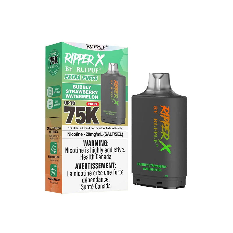 ripper x rufpuf 75k level x pods bubbly strawberry watermelon 20mg