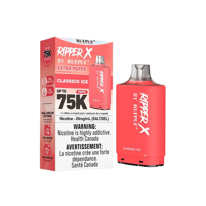 ripper x rufpuf 75k level x pods classic ice 20mg