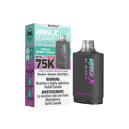 ripper x rufpuf 75k level x pods triple berry peach 20mg