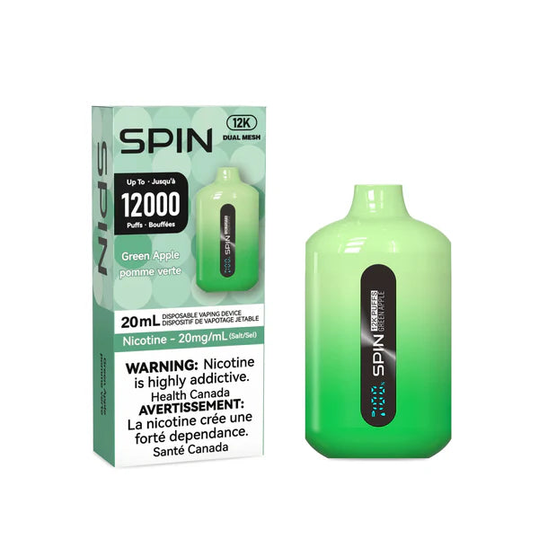 Spin 12000 Rechargeable Disposable Vape Green Apple