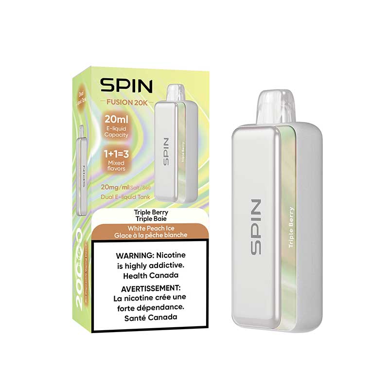 Spin Fusion 20k Rechargeable Disposable Triple Berry & White Peach Ice