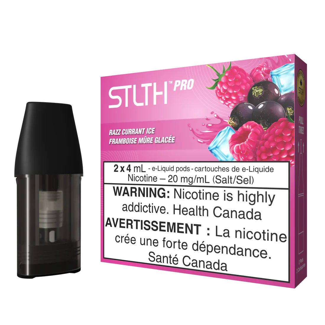 Stlth Pro Pod Mesh Coil 2x4ml Razz Currant Ice