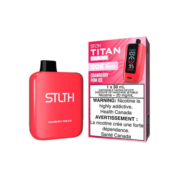 stlth titan max 50k cranberry pom ice disposable vape 20mg