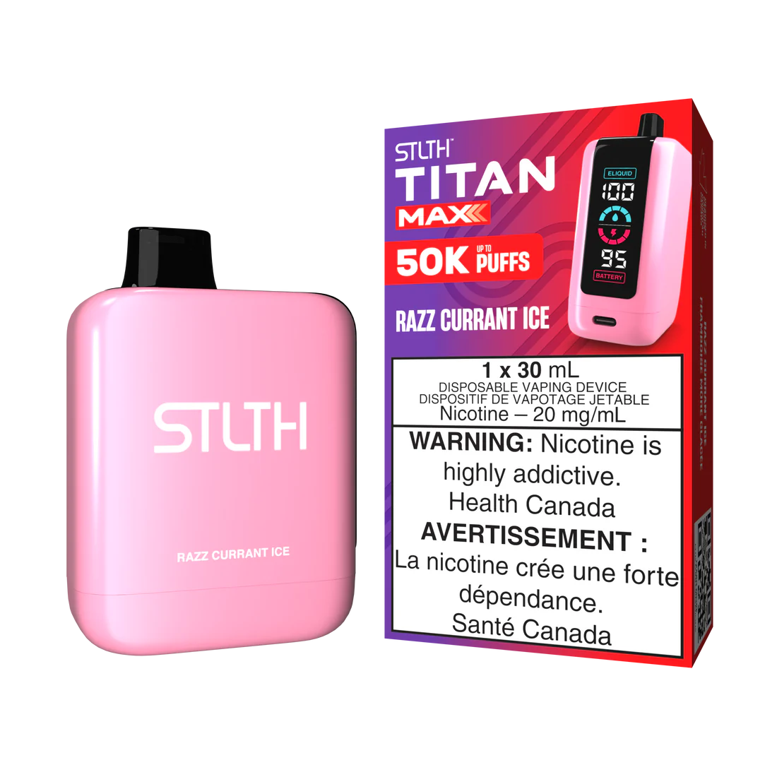 stlth titan max 50k disposable vapes razz currant ice 20mg