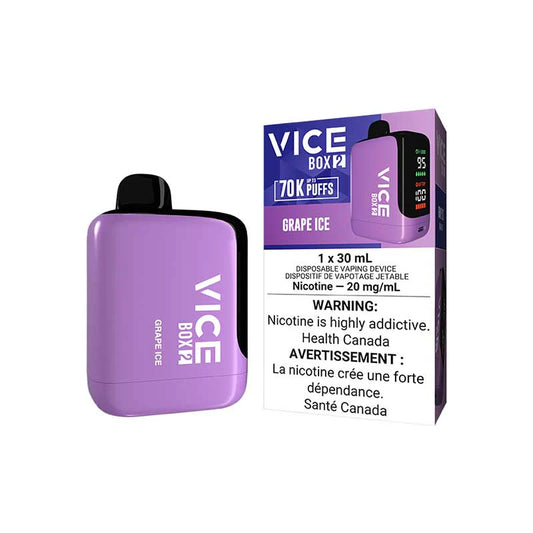 vice box 2 70k disposable vapes grape ice 20mg