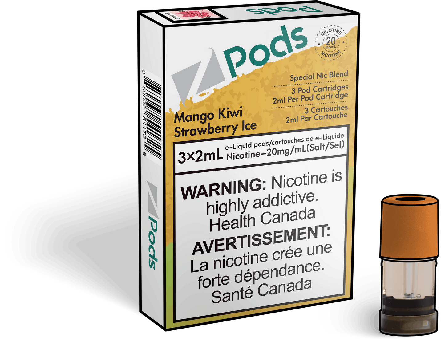 Z Pods STLTH compatible Mango Kiwi Strawberry Ice